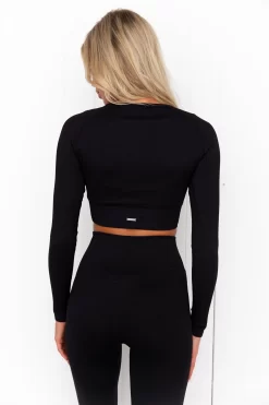 Aim'n Black Ribbed Seamless Long Sleeve Crop -Sportswear Shop PureDash 126 462484c8 bc33 456a a6af b34ecbacad78