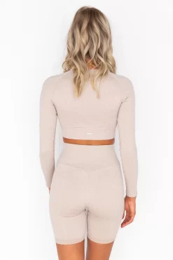Aim'n Luxe Seamless Crop Long Sleeve - Beige -Sportswear Shop PureDash 274 3e0c5dbe f50b 4efa 8563 0d8a392f8d22