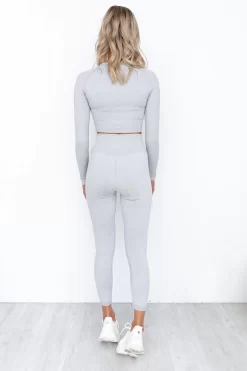 Aim'n Light Grey Melange Ribbed Crop Long Sleeve -Sportswear Shop PureDash 293 aee0d307 dcb9 4bd6 ae1d 120f46a544b5