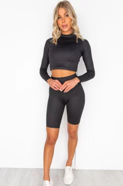 Aim'n Black Dogtooth Crop Long Sleeve -Sportswear Shop PureDash 328 4f3692ba f075 4800 bd4b e453338fe275