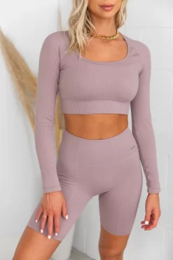 Aim'n Dusty Violet Luxe Seamless Crop Long Sleeve