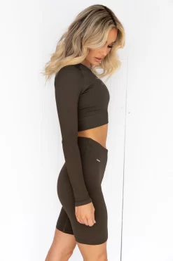Aim'n Khaki Ribbed Seamless Crop Long Sleeve -Sportswear Shop PureDash 41 13ddb270 b734 45a6 99e7 b2b9b367ce51