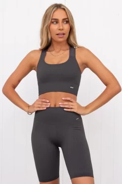 Aim'n Shadow Grey High Support Ribbed Bra