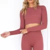 Aim'n Pink Beat Ribbed Crop Long Sleeve