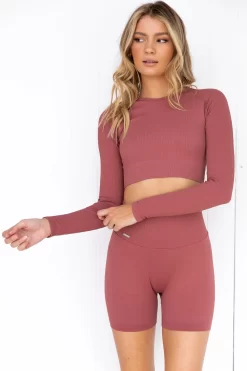 Aim'n Pink Beat Ribbed Crop Long Sleeve
