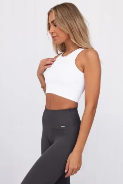 Aim'n White Ribbed Seamless Crop Top -Sportswear Shop PureDash 600 5276250f 6b98 4322 b7bf f40df93609d7
