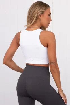Aim'n White Ribbed Seamless Crop Top -Sportswear Shop PureDash 602 682a148d 5972 4381 988e 2dba1071ed5c