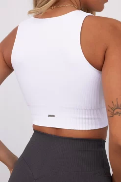 Aim'n White Ribbed Seamless Crop Top -Sportswear Shop PureDash 603 a2260f36 b9d5 492a 9420 ba06fed85dac