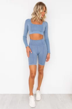 Aim'n Washed Denim Seamless Crop Long Sleeve -Sportswear Shop PureDash 83 714bf56b a20d 4e86 9006 9e59c3cbbe23