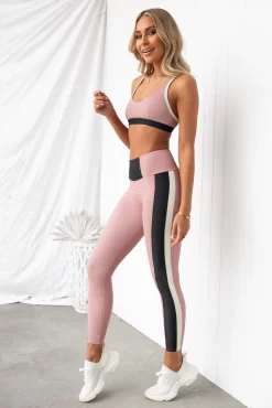 Onzie Colour Block Rib Bra - Antique Rose/Black -Sportswear Shop PureDash Ella 16