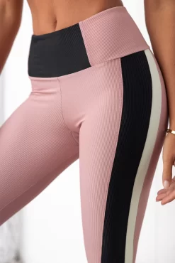 Onzie Colour Block Rib Leggings - Antique Rose/Black -Sportswear Shop PureDash Ella 24 1