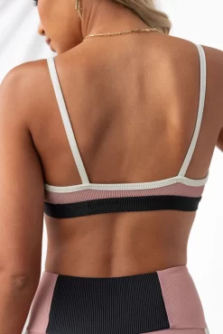 Onzie Colour Block Rib Bra - Antique Rose/Black -Sportswear Shop PureDash Ella 26