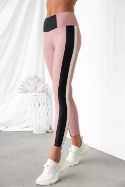 Onzie Colour Block Rib Leggings - Antique Rose/Black -Sportswear Shop PureDash Ella 30