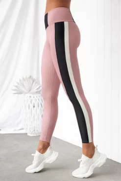 Onzie Colour Block Rib Leggings - Antique Rose/Black -Sportswear Shop PureDash Ella 31