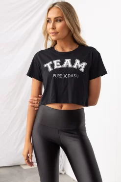 TEAM Pure Dash Cropped Tee - Black -Sportswear Shop PureDash Ella 343