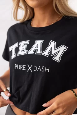 TEAM Pure Dash Cropped Tee - Black -Sportswear Shop PureDash Ella 344 1