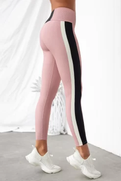Onzie Colour Block Rib Leggings - Antique Rose/Black -Sportswear Shop PureDash Ella 35