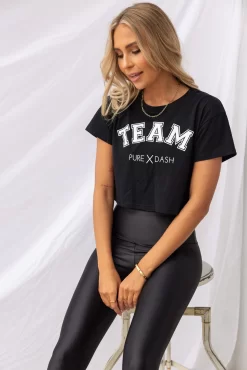 TEAM Pure Dash Cropped Tee - Black -Sportswear Shop PureDash Ella 356 1