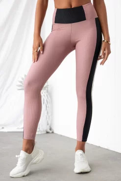 Onzie Colour Block Rib Leggings - Antique Rose/Black -Sportswear Shop PureDash Ella 37