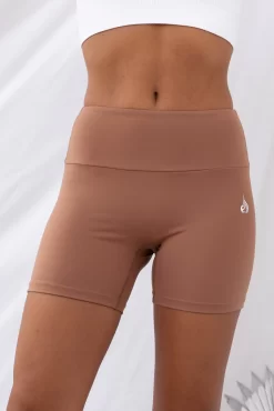 Mid Length Scrunch Shorts - Mocha -Sportswear Shop PureDash03 01 2023 609