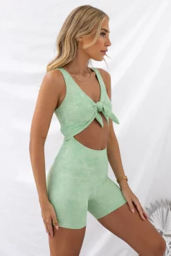 Knot Me Ribbed Jumpsuit - Pistachio -Sportswear Shop PureDash03 01 2023 695
