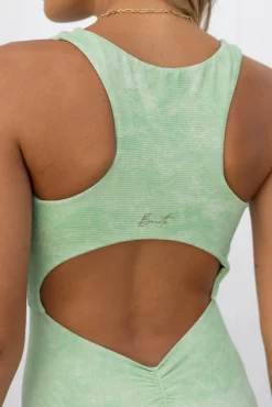 Knot Me Ribbed Jumpsuit - Pistachio -Sportswear Shop PureDash03 01 2023 700