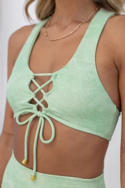 Peekaboo Ribbed Bra - Pistachio