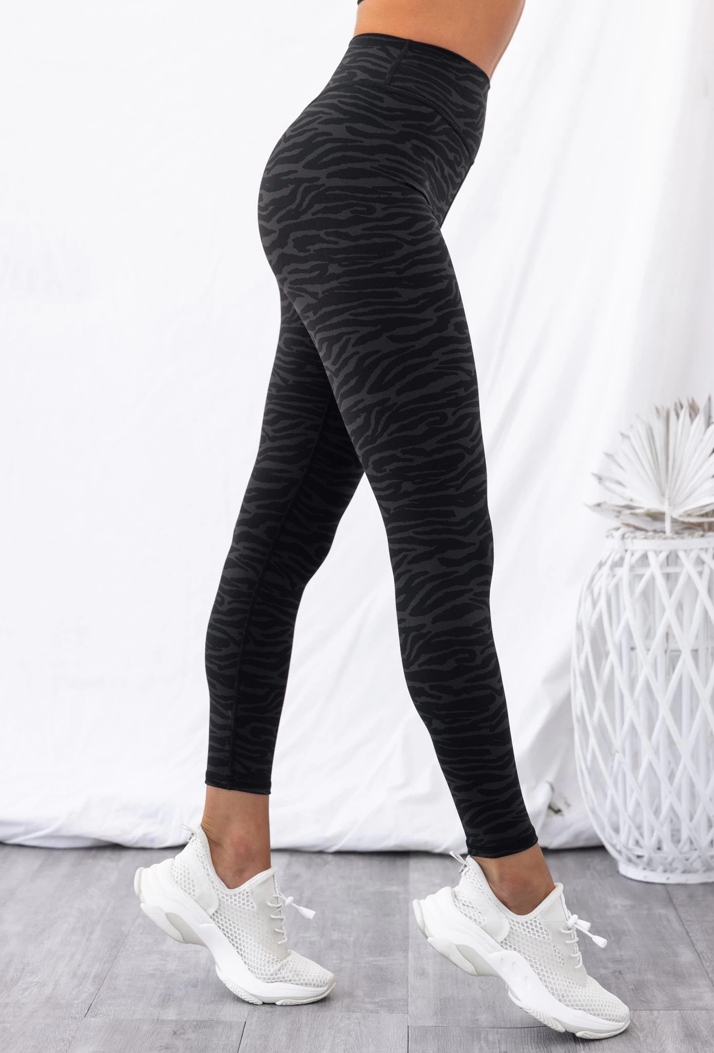 High Waist Leggings - Black Zebra 7 High Waist Leggings - Black Zebra - Image 7