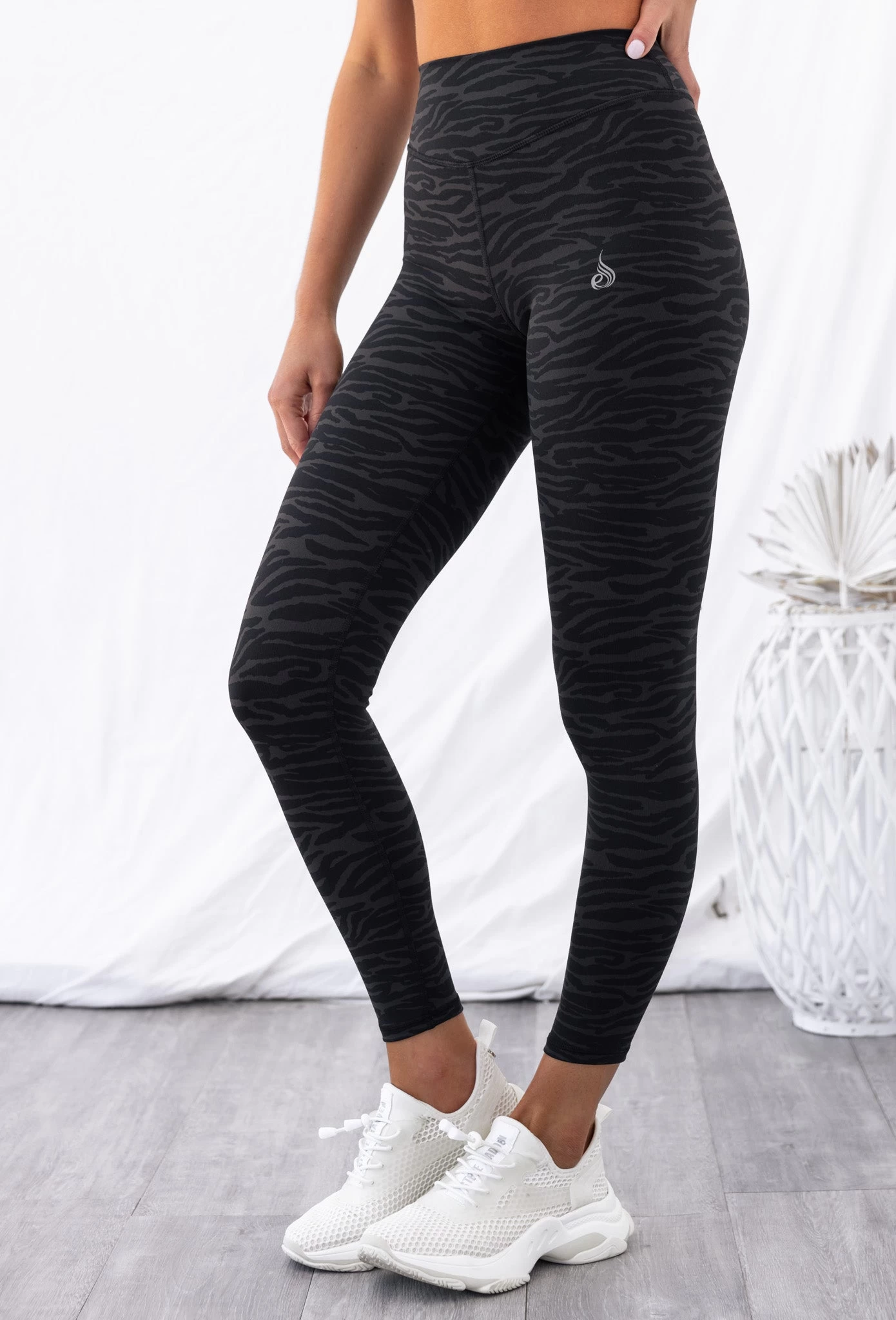 High Waist Leggings - Black Zebra 5 High Waist Leggings - Black Zebra - Image 5