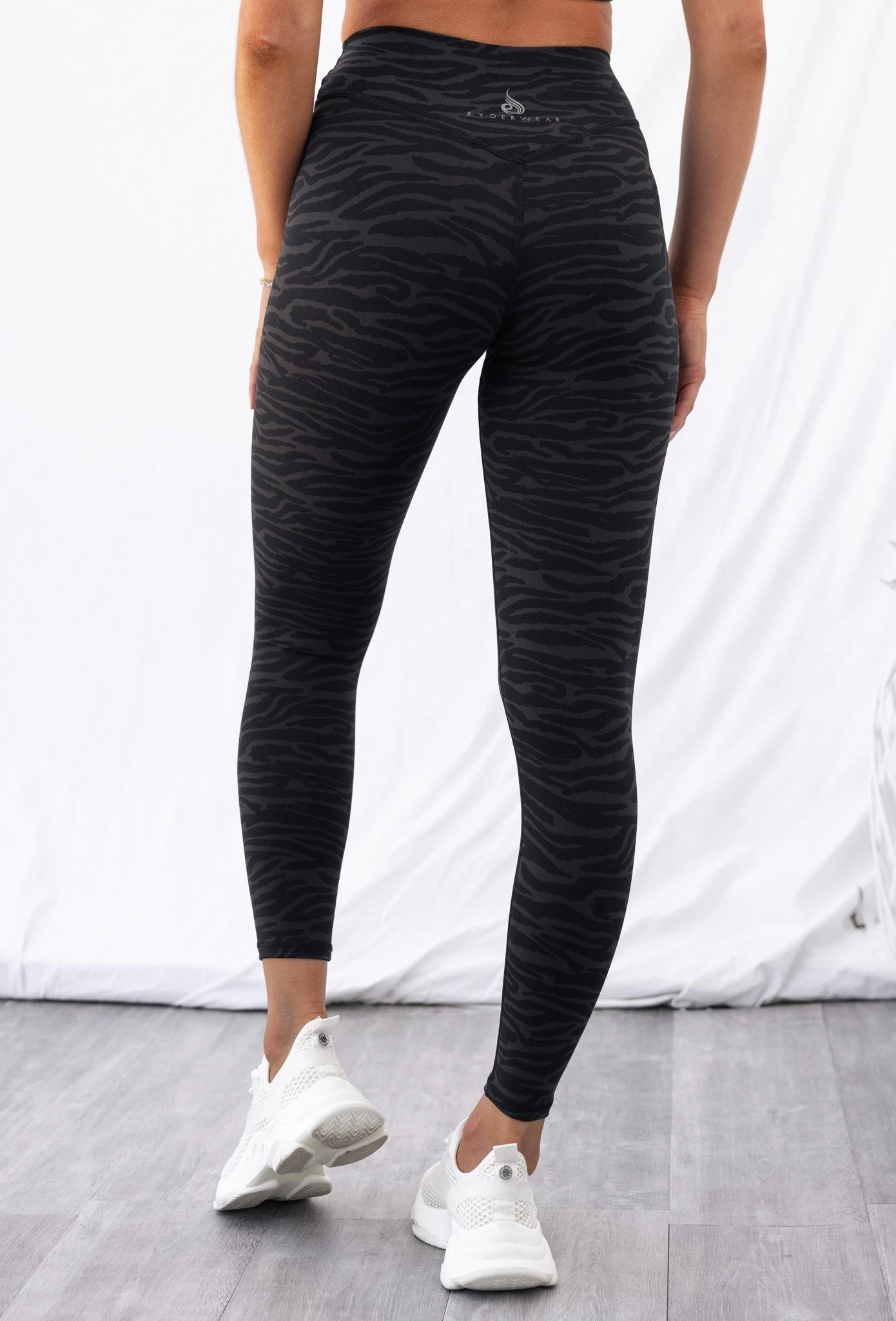 High Waist Leggings - Black Zebra 2 High Waist Leggings - Black Zebra - Image 2