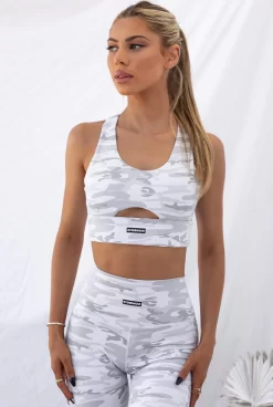 Racer Back Sports Bra - Grey Camo