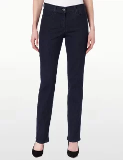 NYDJ - Marilyn Straight Leg Jeans In Blue Black Denim With Tonal Stitching*731T