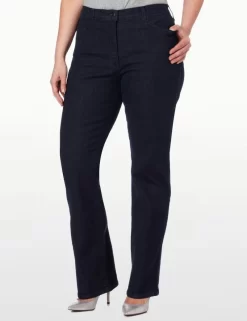 NYDJ - Marilyn Straight Leg Jeans In Blue Black With Tonal Stitching ( Plus ) *W731T