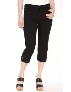 NYDJ - Rhinestone Grommet Capri's In Black *40302B