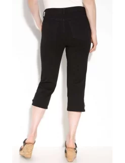 NYDJ - Rhinestone Grommet Capri's In Blue Black Denim *47302T
